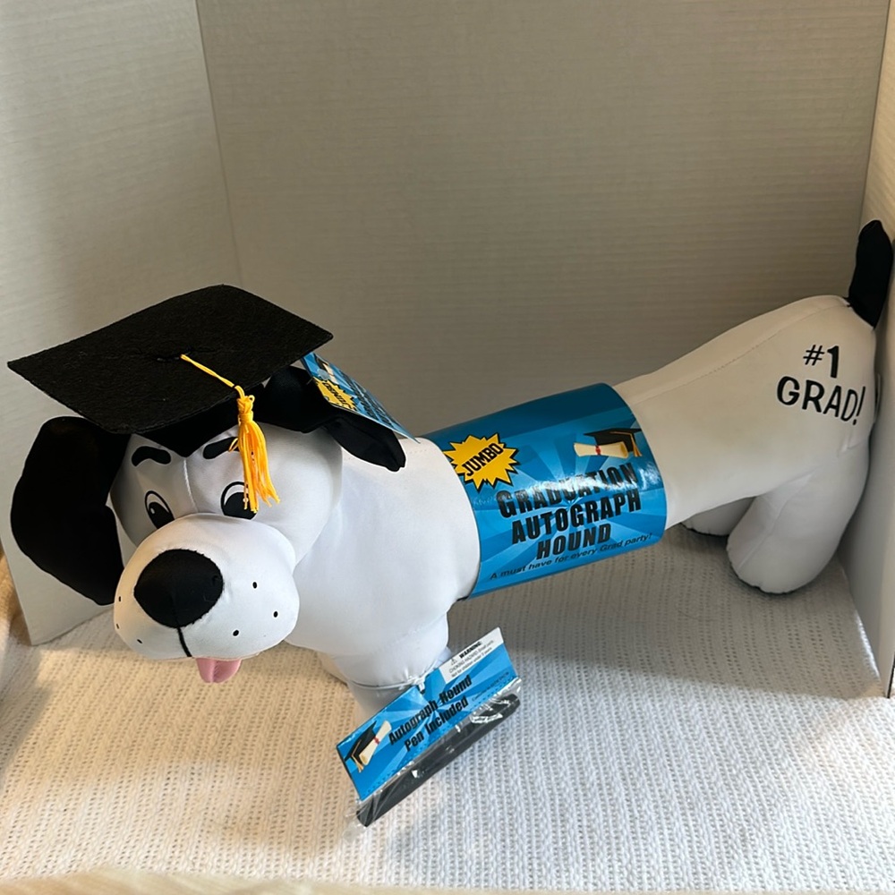 NWT DanDee Jumbo Graduation‎ Autograph Hound Keepsake Plush w Pen Stuffed New